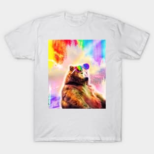 Rainbow Bear Wearing Love Heart Glasses T-Shirt